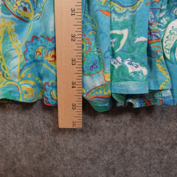 Ralph Lauren Dress Womens Medium Knee Length Paisley Square Neck Blue ALine - Picture 9 of 10